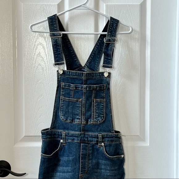 ⭐️ Free People Denim Jean Overalls Coveralls Size 26R - Picture 7 of 13